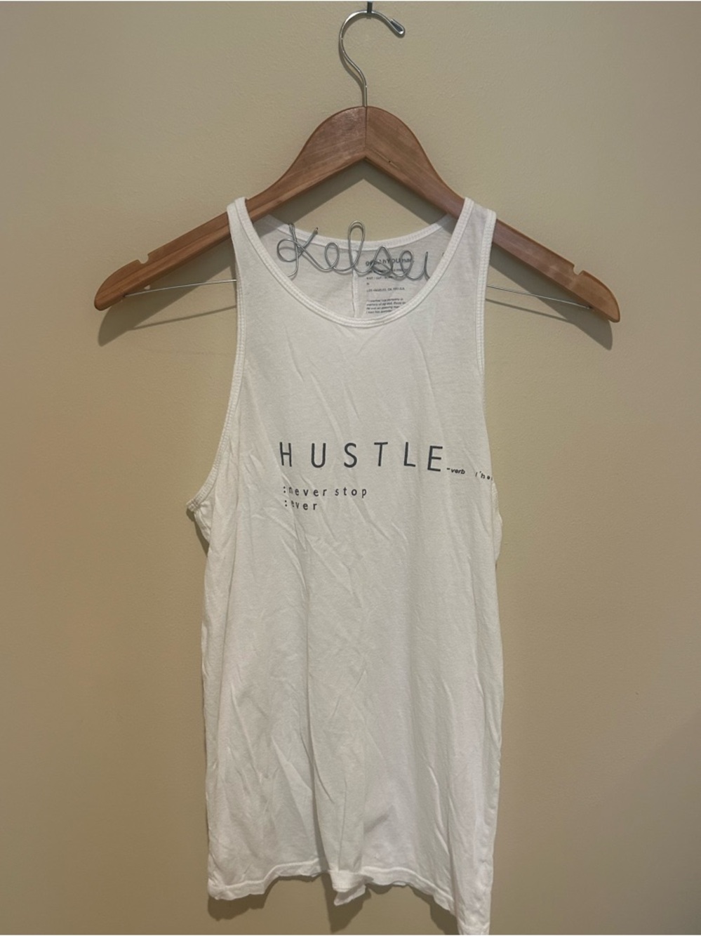 good hYOUman ‘Hustle Never Stop Ever’ White Tee with Size M